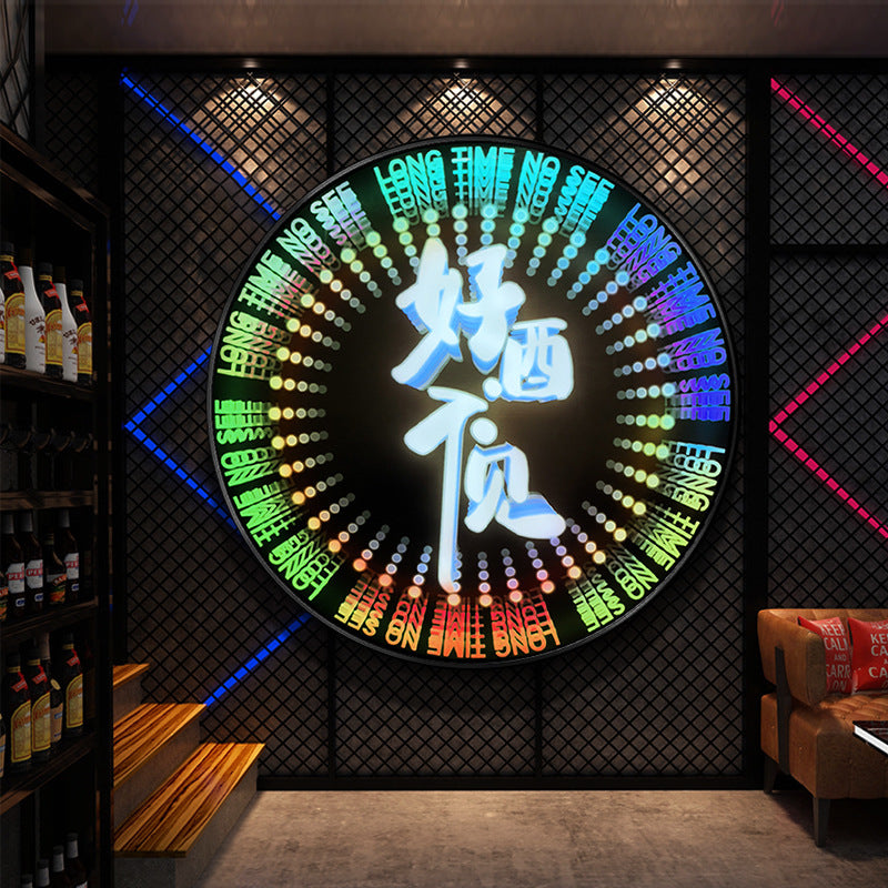 KTV bar wall led dynamic colorful luminous decorative painting nightclub clear bar tavern box imitation lasagna mirror hanging painting