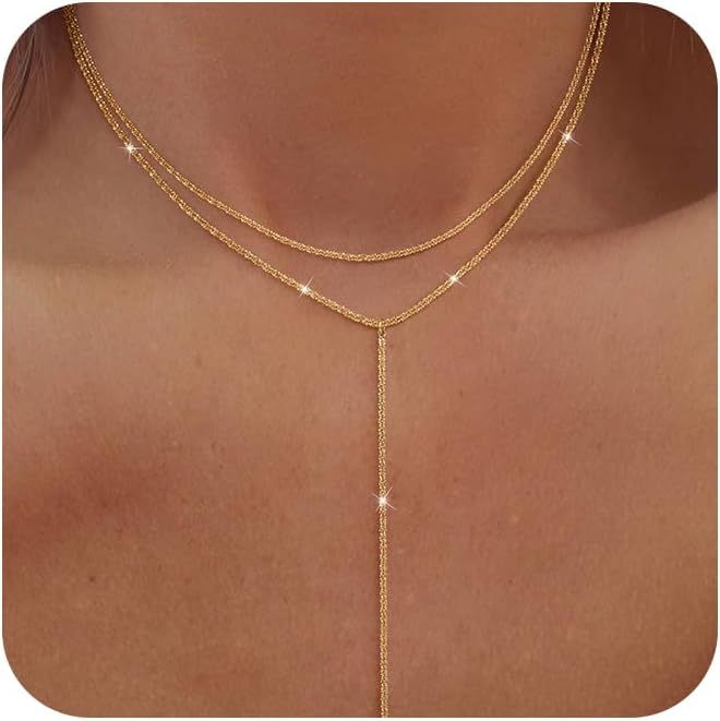 European and american cross-border fashion zircon y-shape long necklace, stackable tassel choker, unique fashion jewelry for women