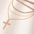 Full diamond cross necklace wholesale cross-border accessible luxury niche design pendant women's retro stacked high-end jewelry