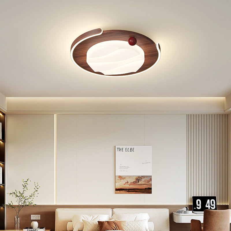 Living room ceiling light modern simple medium and ancient style walnut pattern full spectrum eye protection whole house lighting combination package