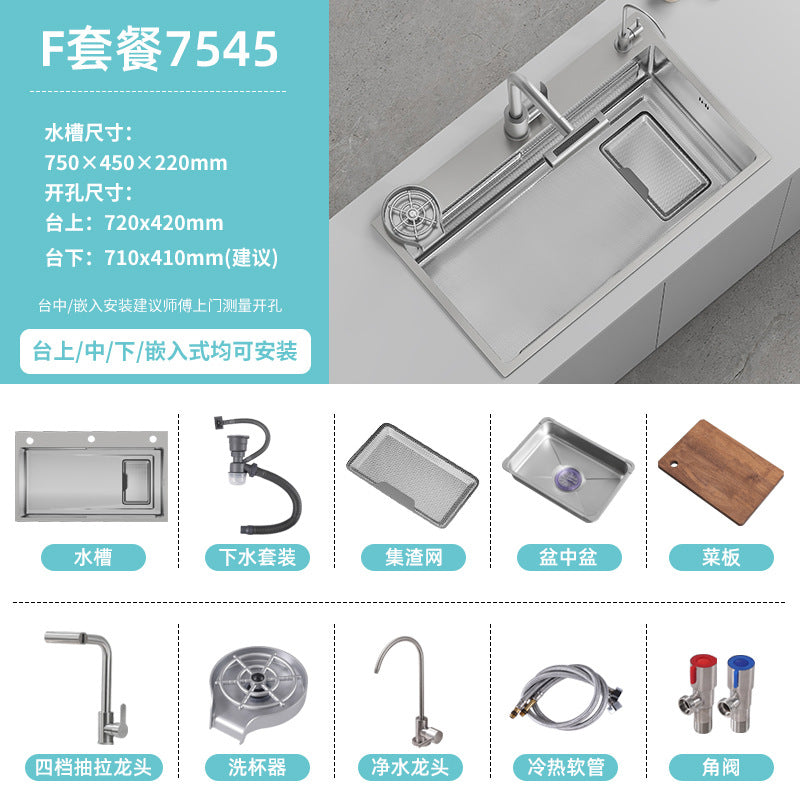 Double slag collection sink large single slot high quality stainless steel kitchen sink thickenedfor home dishwashing sink vegetable sink