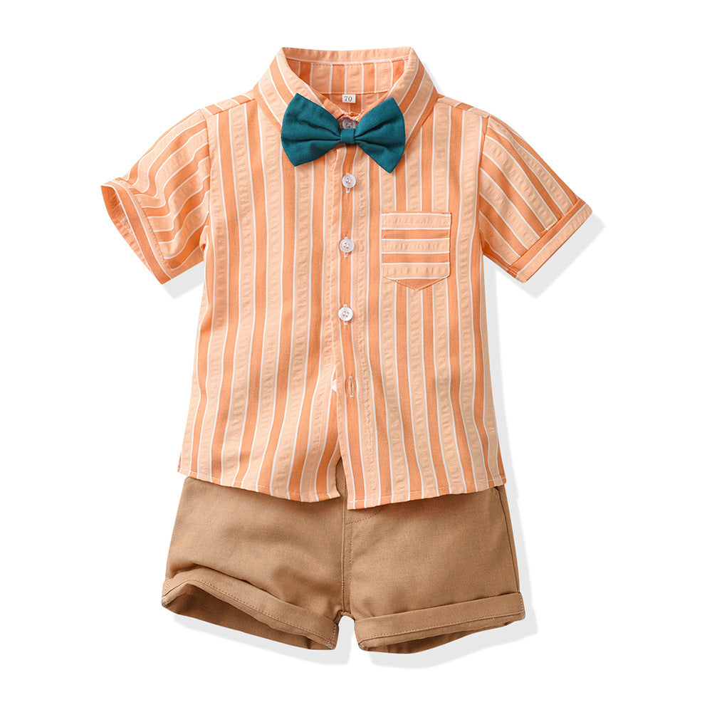 children's clothing, korean style kids' shirt and suspender shorts set, wholesale foreign trade children's clothing, boys' children's day performance costumes