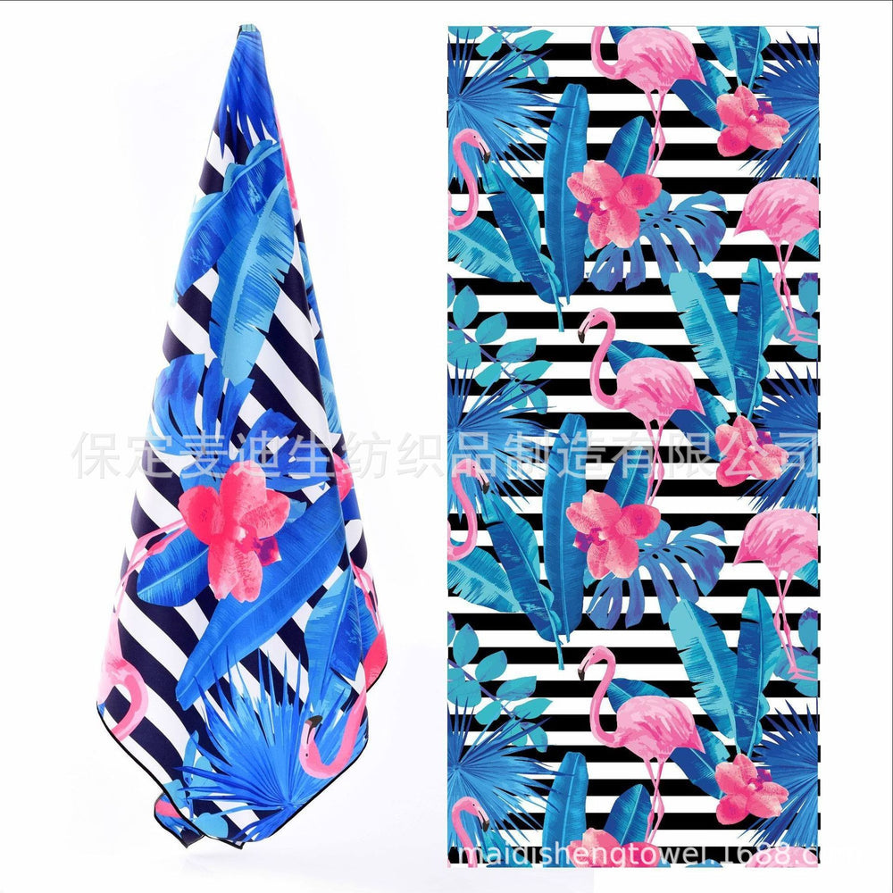 Factory wholesale full-page printed sand-free beach towel, soft, absorbent, quick-drying, mesh bag packaging, advertising cheerleading bath towel