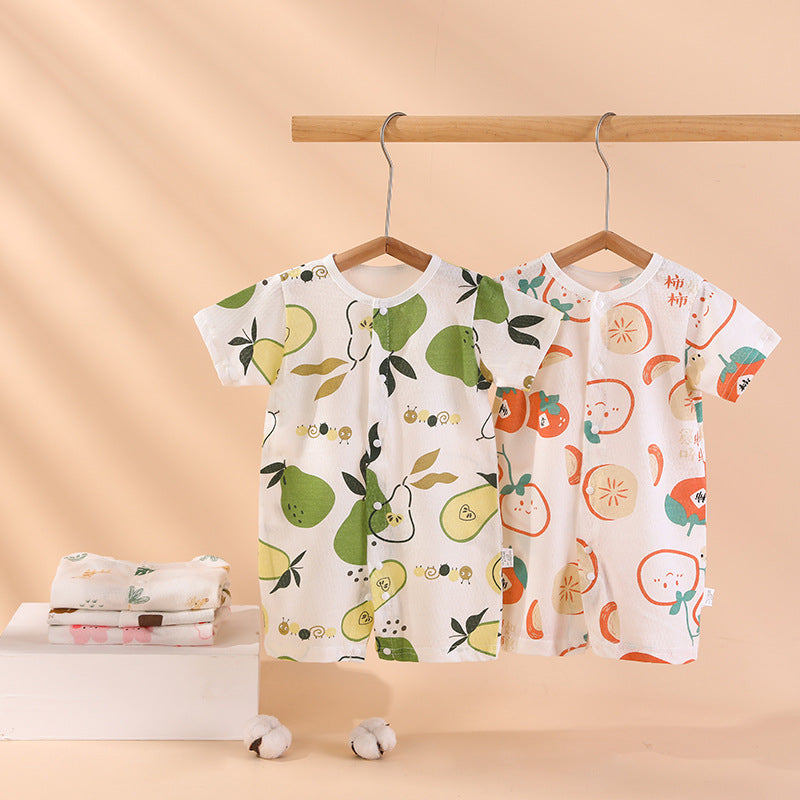Baby romper - summer lightweight pure cotton short sleeve breathable cooling onesie