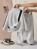 cross-border hot-selling autumn new arrival sports sweatshirt crewneck set, long pants, sweatshirt three-piece set with bag