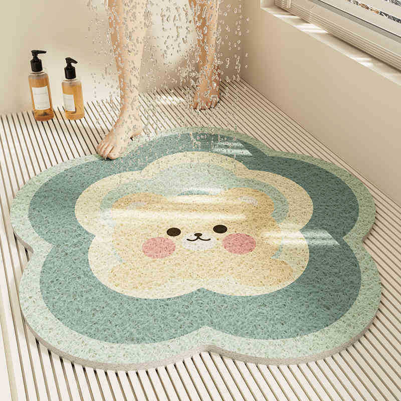 Special-shaped flower bathroom non-slip floor mat cut out wire loop shower room anti-fall foot mat bathroom bathtub drain foot mat