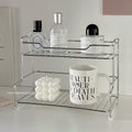 Multifunctional desktop vanity organizer - makeup storage, cup holder, tiered shelf, stainless steel storage rack