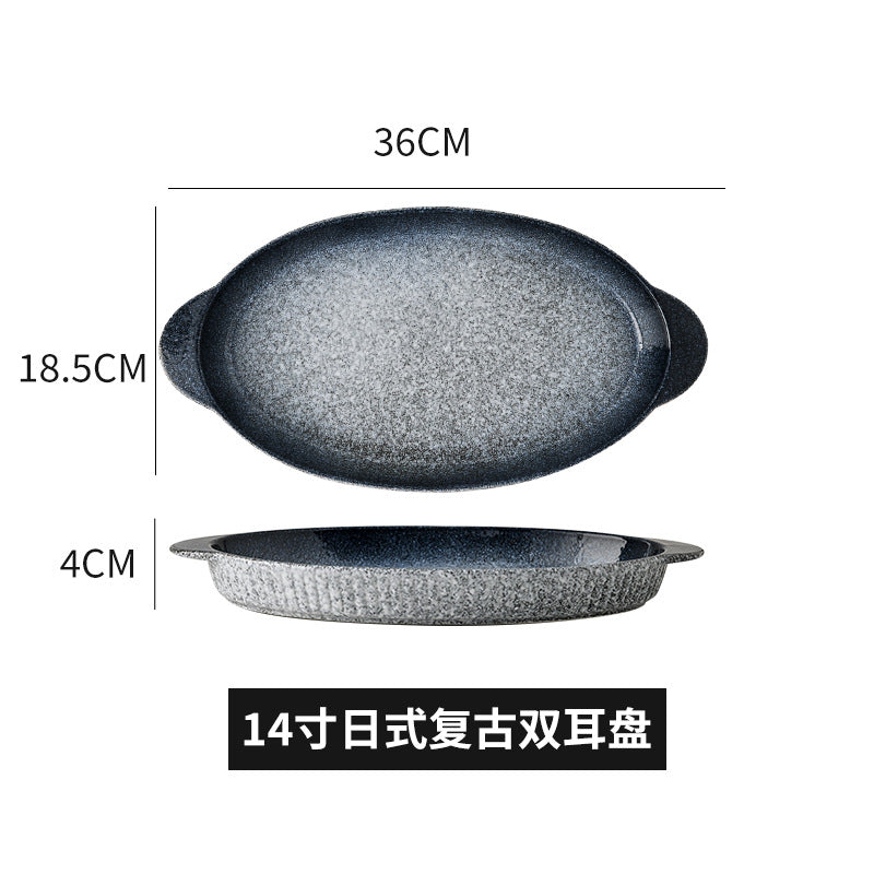 Large-capacity fish plate ceramic plate steamed fish plate creative for home fish plate special pepper fish head soup plate vegetable plate