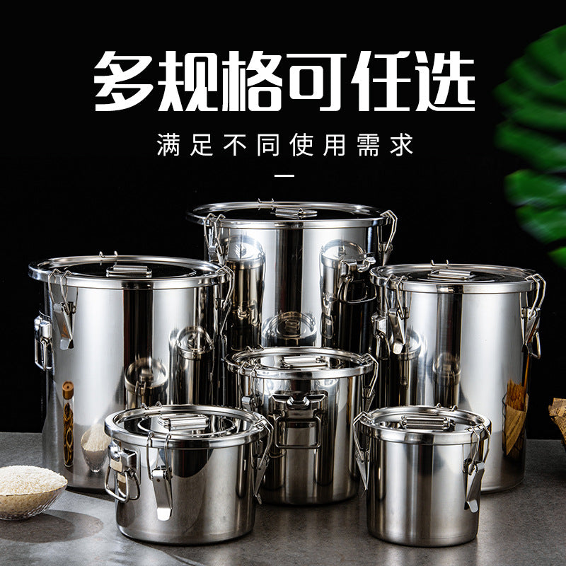 Stainless steel barrel, hotel stainless steel sealed rice barrel Large capacity storage barrel Grain barrel Brewing barrel, sealed barrel
