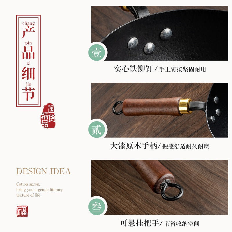 Zhangqiu iron pot big belly pot purely handmade forged small cooking pot mini small iron pot uncoated non-stick for home cooking pot