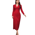 cross-border women's fashion french chic dress - spring/summer v-neck slimming red midi dress