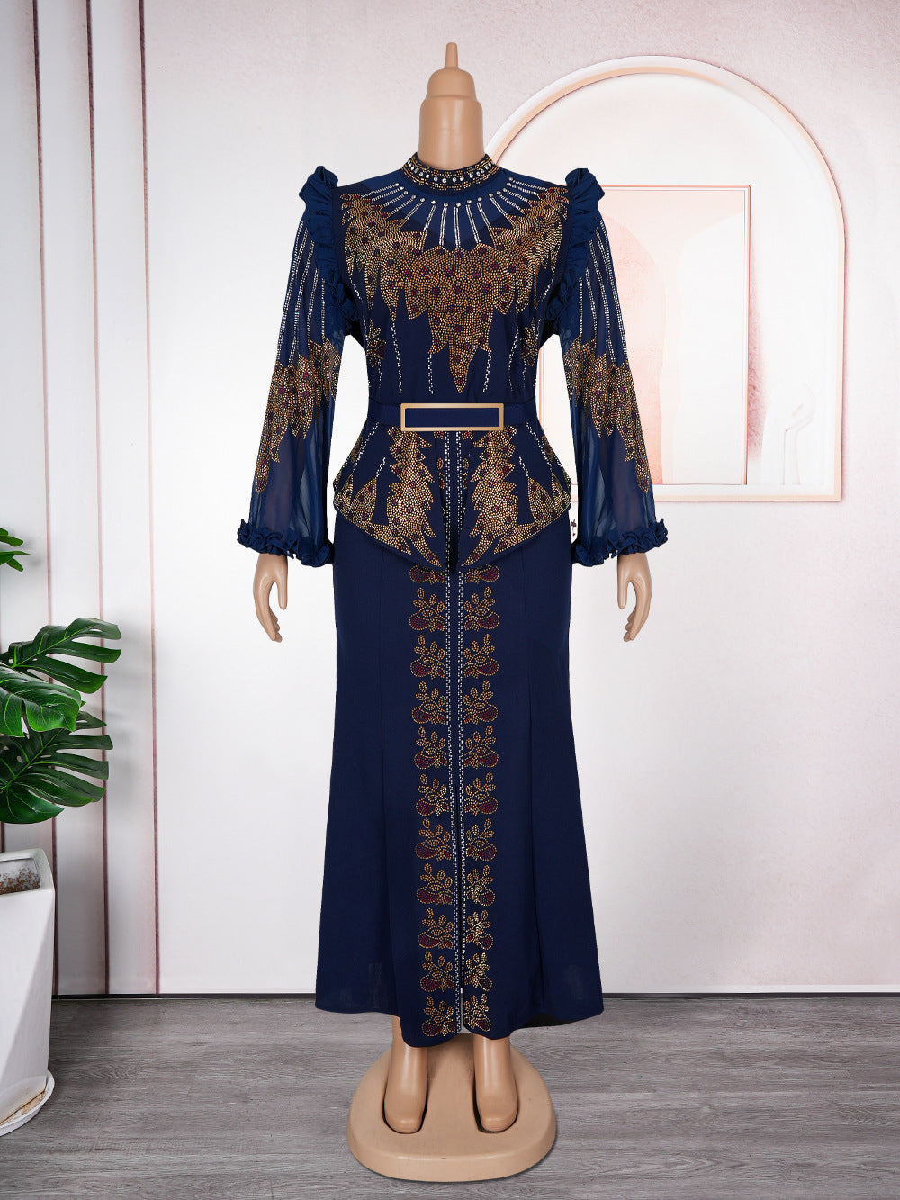 african women's clothing long sleevesfashionfashionplus size trailing dress bridesmaid  heavy industry hot diamond dress