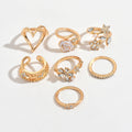 Wholesale floral heart women's ring set - european and american creative versatile hollow ring alloy ins sweet jewelry