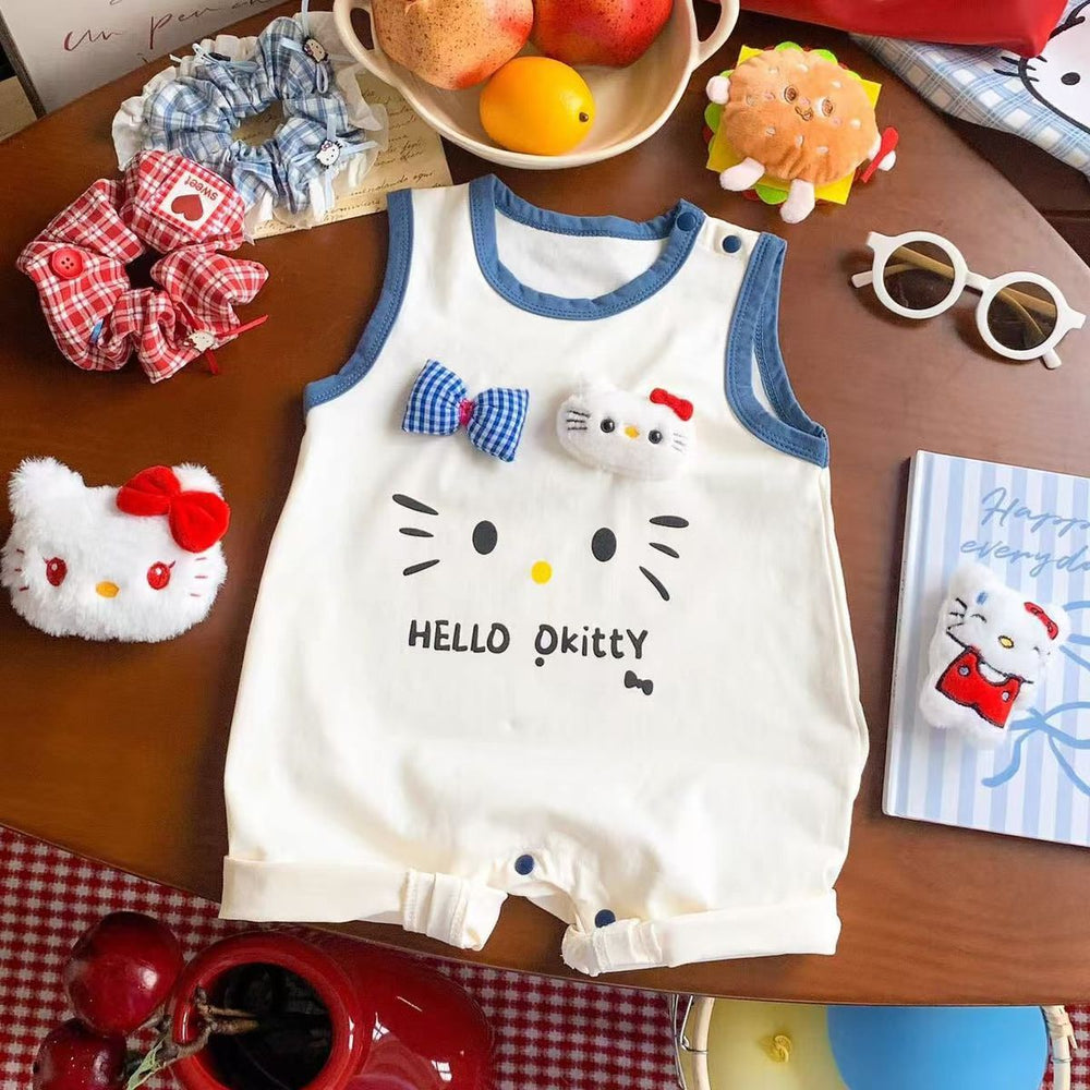 Summer lightweight full month bodysuit baby clothes cute boy baby hundred days sleeveless summer outing crawling suit trendy