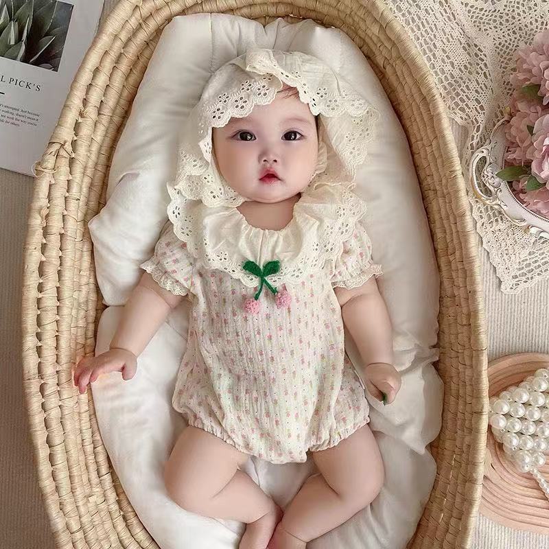 Princess summer lightweight bodysuit - stylish baby summer outfit, newborn clothes, baby romper, floral harem pants, trendy style