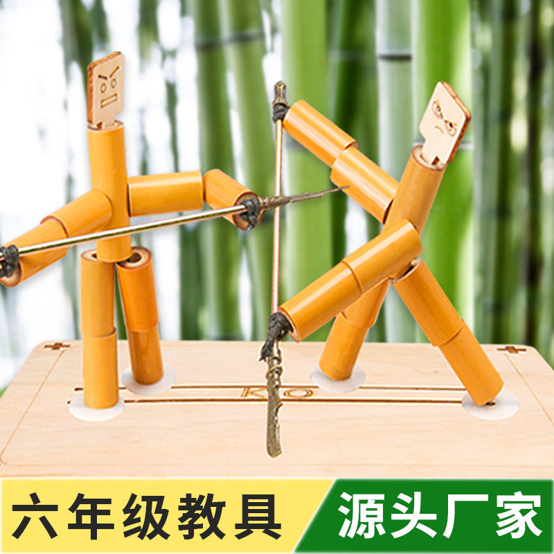 Primary school students handmade bamboo double interactive wooden desktop battle toys sixth grade teaching materials wholesale