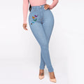 Independent station best sellingprinting butterfly jeans women's 4 flap pocket pants cross-border fashion style pants female sexyhigh waist