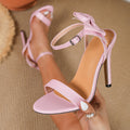 2026 new european and american style pink bow stiletto sandals - women's thong sandals with sexy open toe
