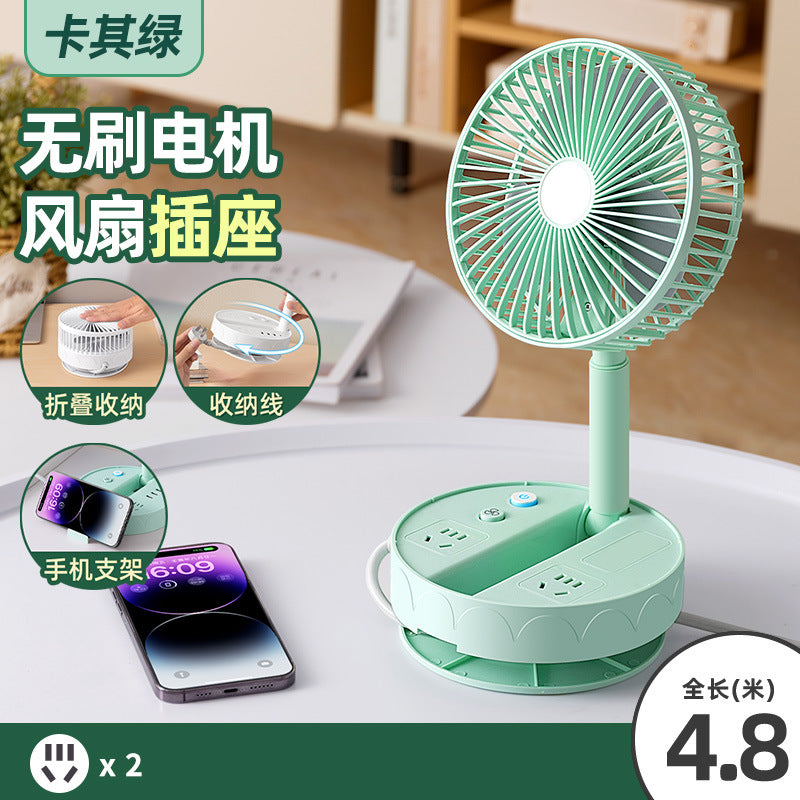 Creative small fan with socket panel, multi-hole usb fast charging socket, vertical socket, socket board for student dormitories