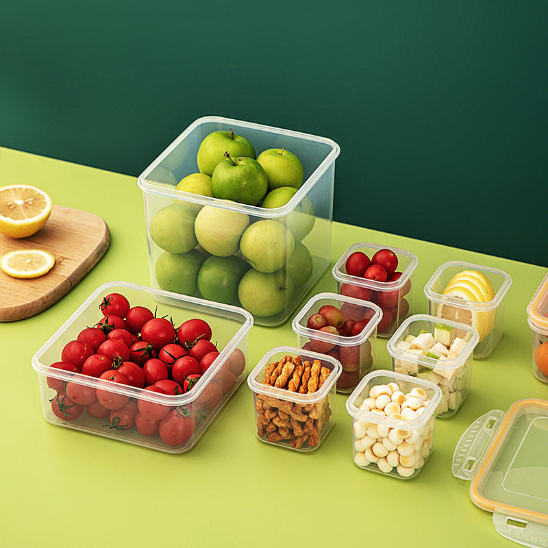 Kitchen finishing dustproof storage box with lid transparent refrigerator storage box food grade plastic food crisper