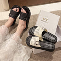 Women's summer slippers 2025 new thick-soled hollow-out buckle strap beach sandals fairy style with skirt one-strap slippers
