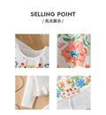 Girls' fall two-piece outfit: white tank dress with colorful floral ruffle overlay