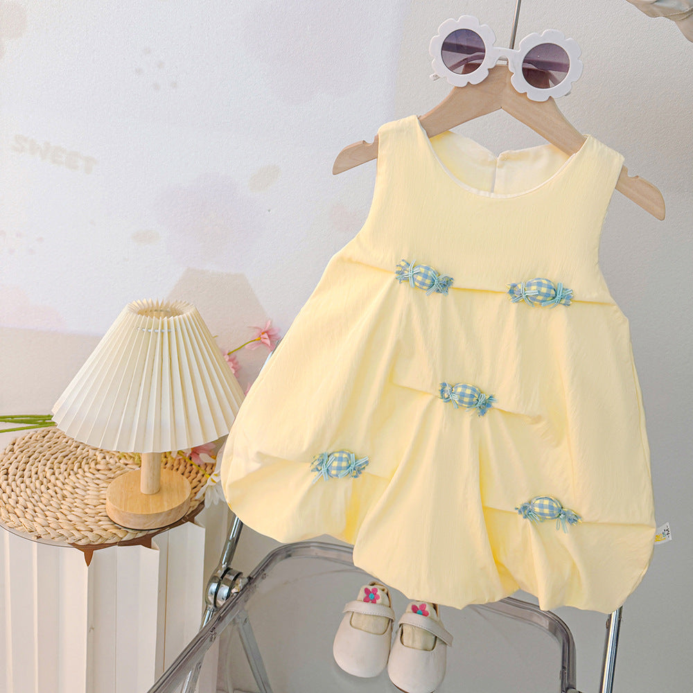 Girl summer bud skirt summer popularins baby k-styledress western style children's sleeveless vest skirt