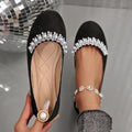 Exportplus sizeflats women's  rhinestone beaded french soft bottom evening shoes velvet spring elegant flatsflats