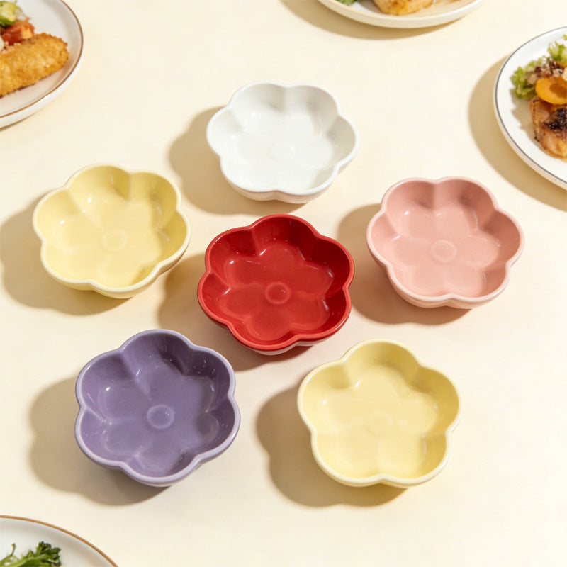 Ins cream style multi-color creative plate for home hot pot dipping dish side dish pickles vinegar plate ceramic flavor plate wholesale