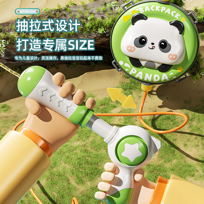 【customizable】kids' backpack water gun toy - cartoon outdoor pull-back beach water gun - night market stall item