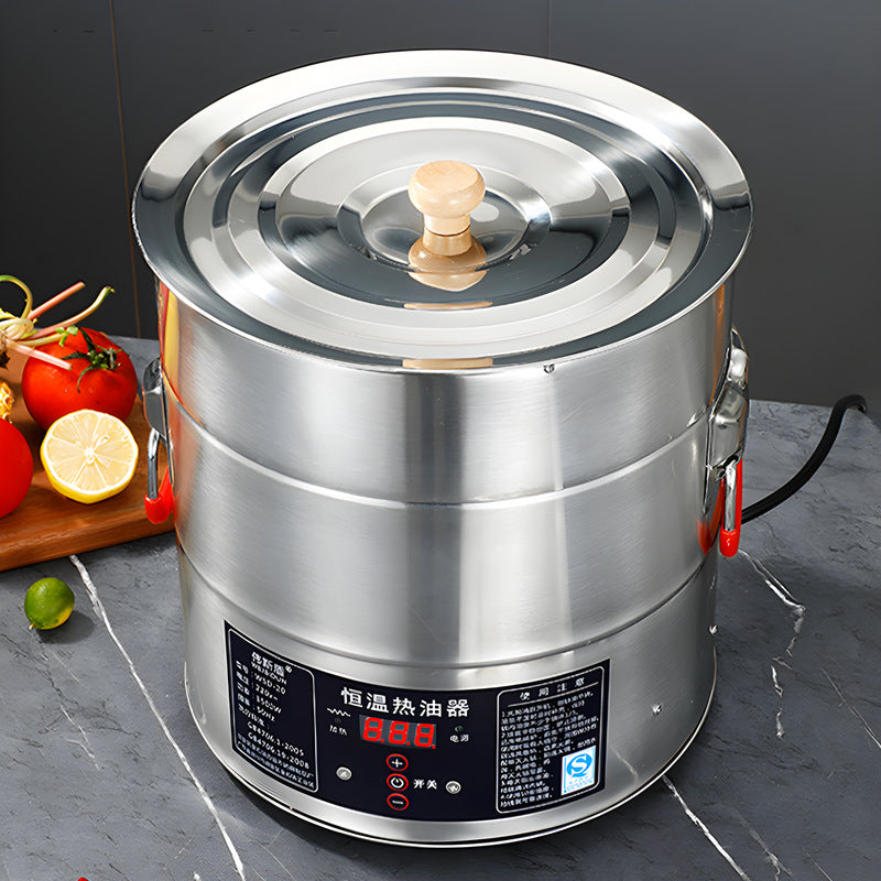 Stainless steel hot oil bucket large capacity intelligent hot oil pan commercial food burning oil pan kitchen constant temperature electric heating oiler