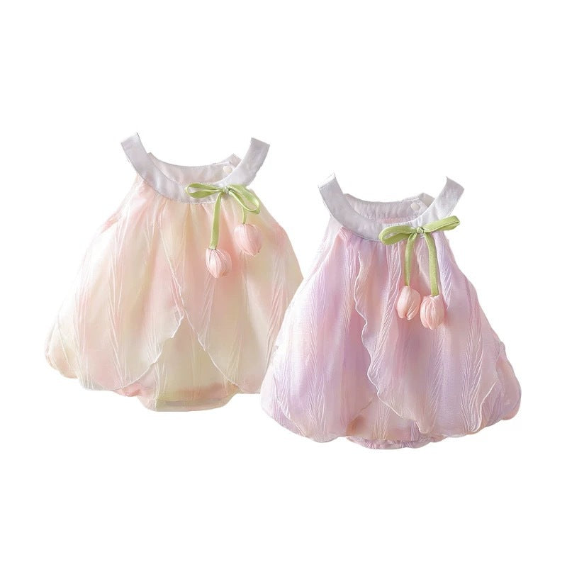Infant and toddler summer outfit  new style sleeveless cami set girls' summer fashionable tulip skirt for outdoor wear