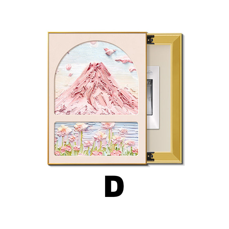 French Cream Wind Meter Box Decorative Painting Pink Vertical Moon Abstract Flower Advanced Inductor Box Block Painting