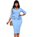 D065l european and american clothing independent station autumn foreign trade large size office professional pencil rose european and american dress