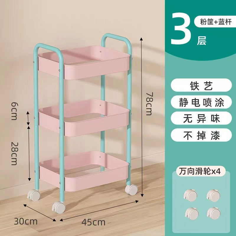Influencer-style rolling cart shelf - home use, kitchen, bedroom, snack rack, living room multifunctional storage organizer - wholesale