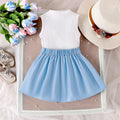 Amazon fashion summer new girlssuit pure color sleeveless pit vest and pleated skirttwo-piece set