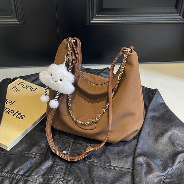 Suede bag women's 2025 new fashion versatile shoulder bag retro senior messenger bag commuter tote bag
