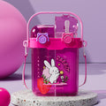 Kids' dual-drink water bottle - square straw sippy cup for school, portable crossbody punk water bottle for boys and girls