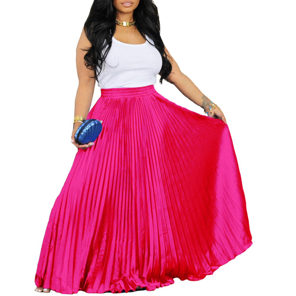 D3236 independent station export women's clothing new arrivalplus size mid-high waist pleated skirt large skirt european and american long skirt