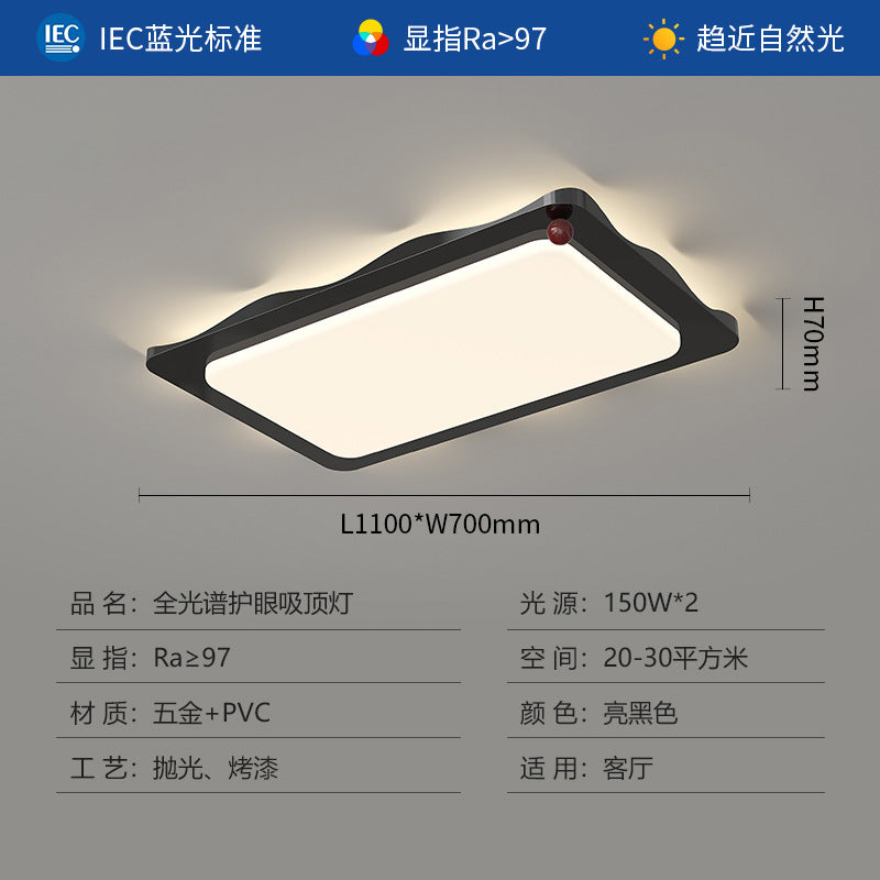 Whole house lighting combination package Living room light Ceiling light Medium antique walnut color rectangular rotunda main light