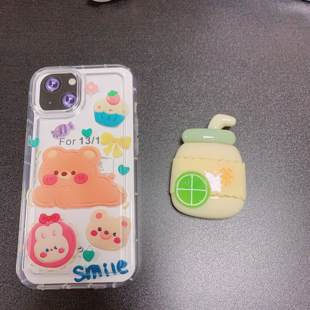 Cartoon cinnamon dog stand creative lazy airbag telescopic lollipop stand epoxy mobile phone desktop stand