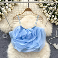Niche style resort style organza stereo flower camisole women's summernew arrival chic chic easiest for match short tops