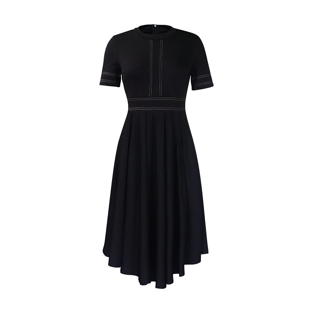 D385 african plus size women's clothing  summer new arrival elegant a-line maxi dress short sleeve export dress