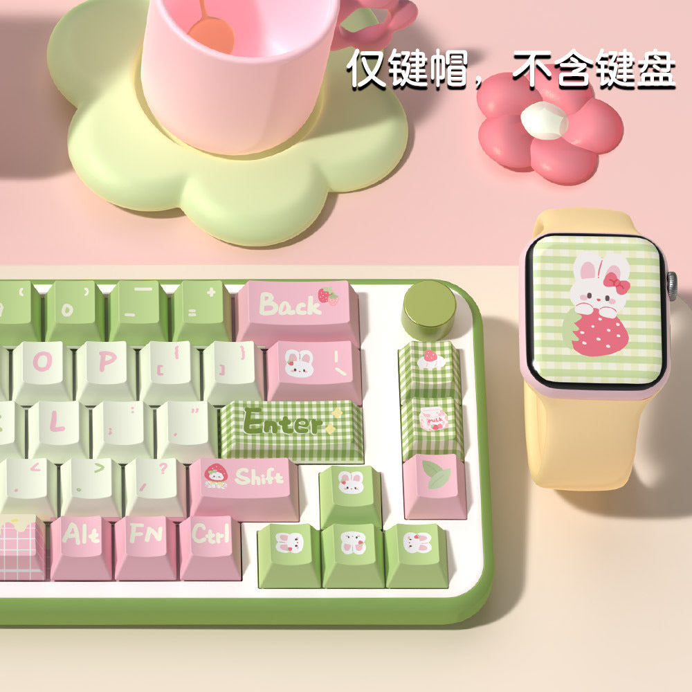 Strawberry milk rabbit, original keycaps, original highly personalized customized pbt thermal sublimation mechanical keyboard cap