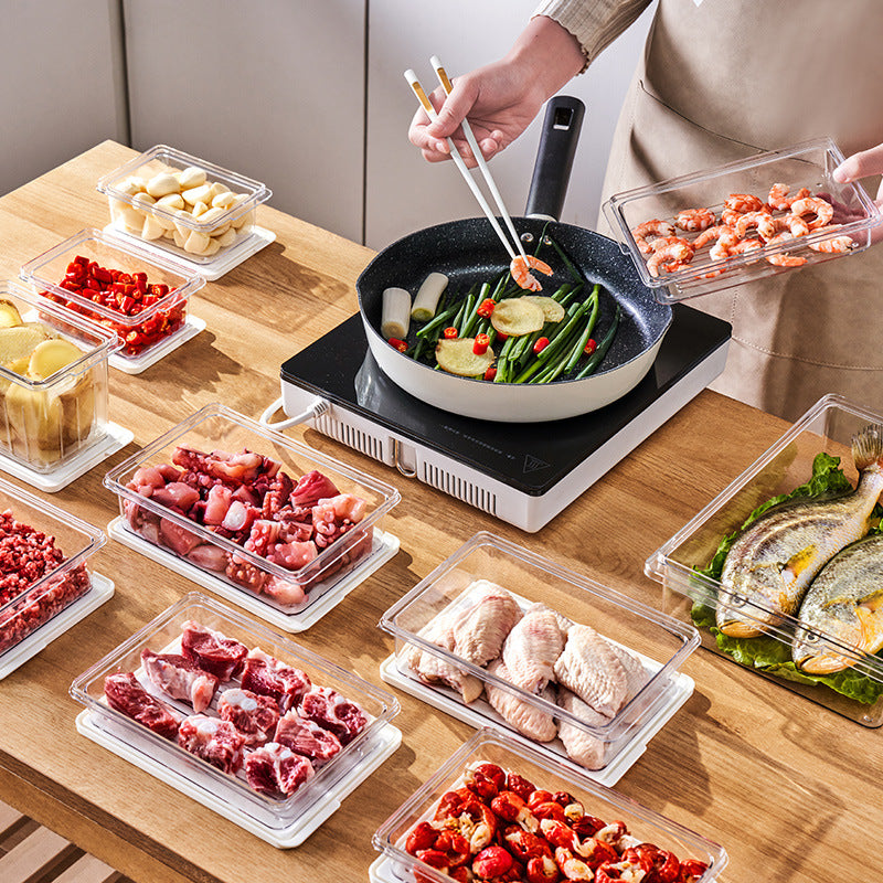 Food grade refrigerator storage box Freezing box Freezing area Storage box with lid Transparent sealed fresh-keeping box Cross-border