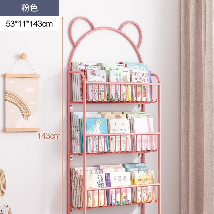Behind the door shelf wrought iron ultra-thin bookshelf floor-to-ceiling children's simple extremely narrow crack wall wall hanging household storage cabinet