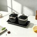 New ceramic seasoning jar set - complete home spice rack, salt & sugar bowl set with spoons - wholesale kitchen utensils