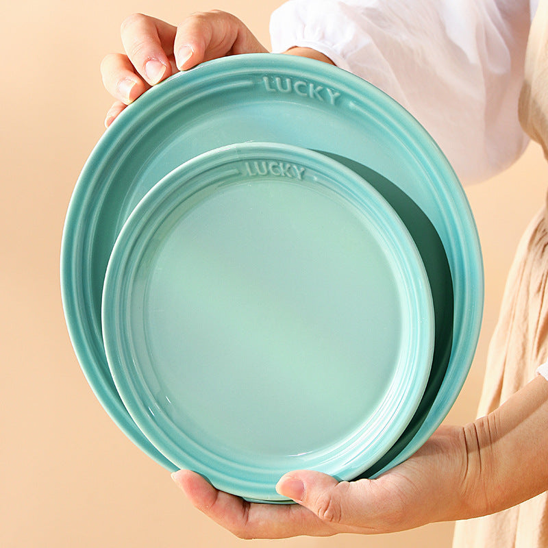 French-style matte ceramic plate, high-end aesthetic, cake plate, creative round fruit and dessert plate, steak plate, plating dish