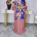 summer new arrivals: european and american style  print round neck maxi dress,  dress, african women's plus size clothing