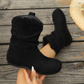 Exportfall and winter frosted suede pleated boots round toe flats sleeve boots retroknee socks western women's boots plus size